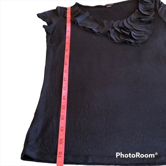 Ann Taylor Dressy Tee with Appliqué Collar, S, Black - Picture 10 of 12